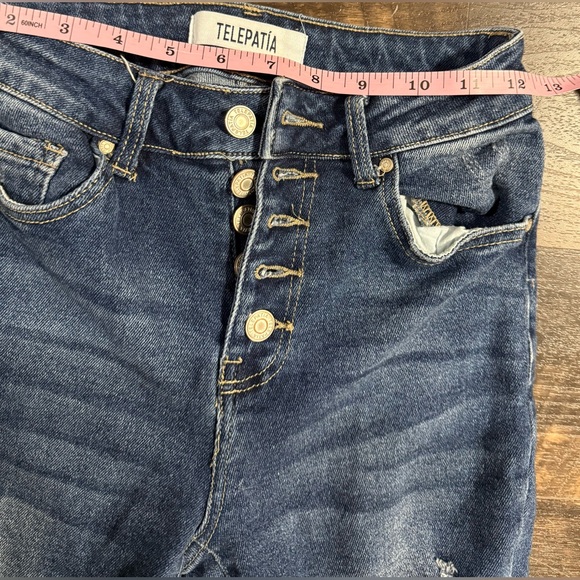 Trendy Blue Distressed Skinny Jeans - Picture 4 of 6